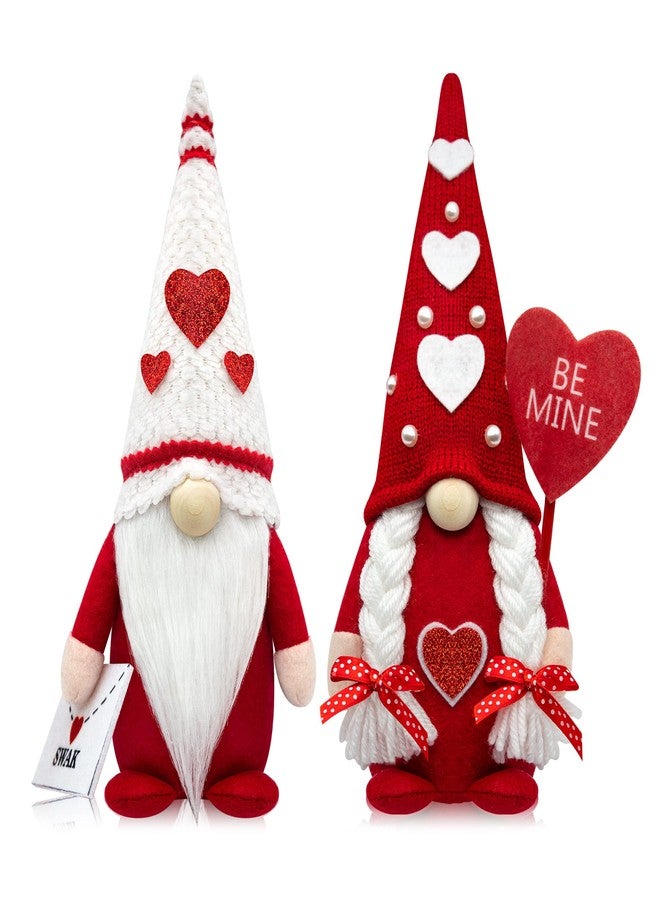 CRCZK Valentines Day Gnomes, 2 Pack Mr & Mrs Valentine Gnomes Decorations for Home - Handmade Swedish Tomte Gnomes Plush Ornaments Valentine's Day Party Supplies - Image 1